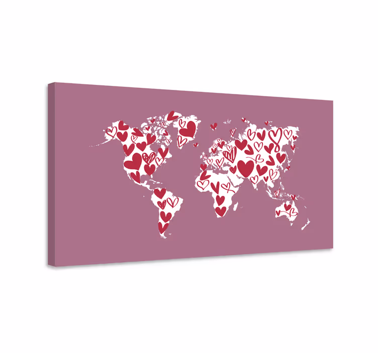 Tableau carte du monde cœurs - TenStickers
