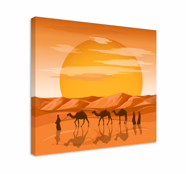 Tableau paysage voyage au coucher de soleil dans le désert - TenStickers