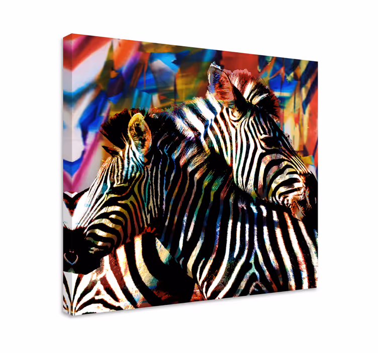 Tableau animaux paire de zèbres colorés - TenStickers