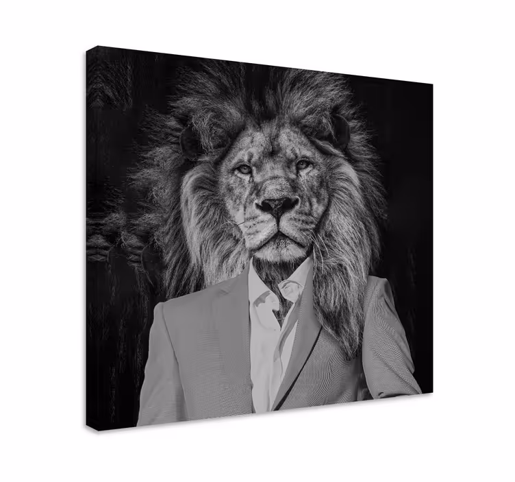 Tableau animal lion en costume - TenStickers