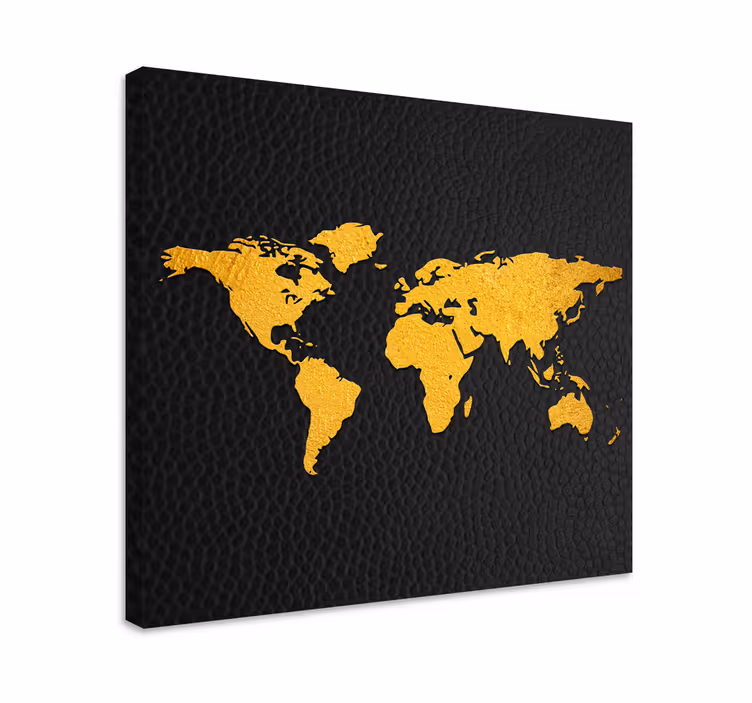 Tableau carte du monde effet noir et doré - TenStickers