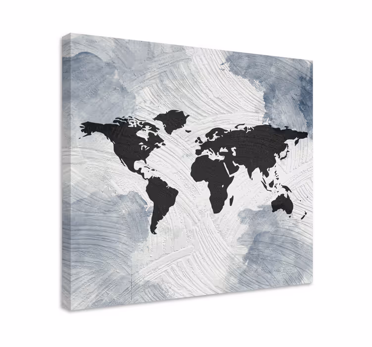 Tableau carte du monde contour moderne - TenStickers
