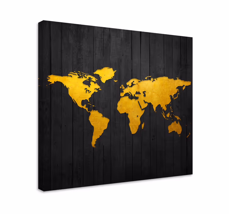 Tableau carte du monde Doré foncé - TenStickers
