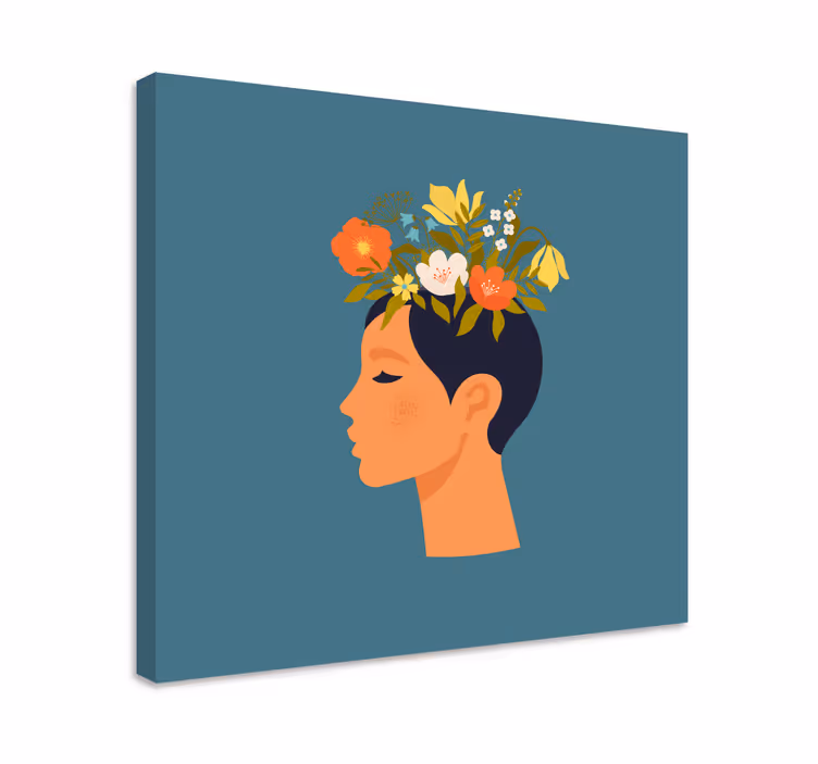 Tableau d'une femme avec une couronne florale - TenStickers