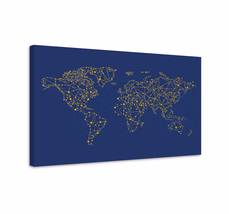 Tableau carte du monde carte réseau - TenStickers