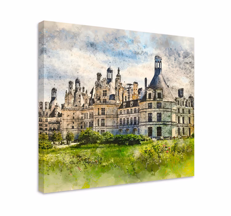 Tableau villes et pays vue sur château architecte - TenStickers
