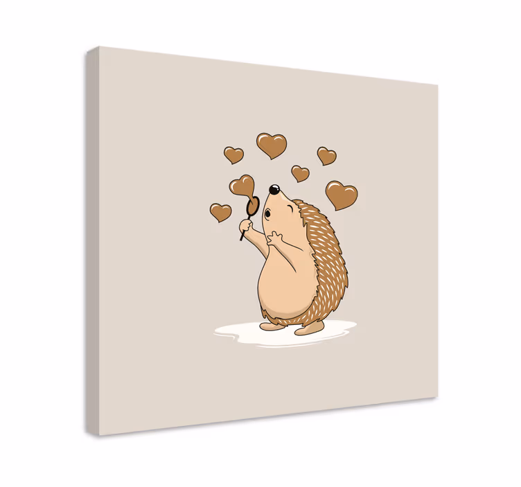 Tableau animaux hérissons joyeux et cœurs - TenStickers