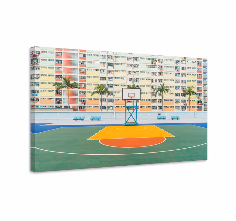 Tableau sports terrain de basket animé - TenStickers