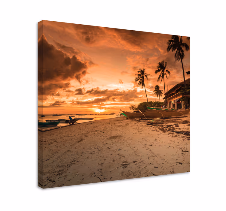 Tableau paysage coucher de soleil serein sur l'eau - TenStickers
