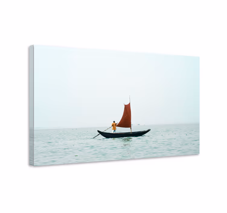 Tableau paysage navigation avec voile rouge - TenStickers
