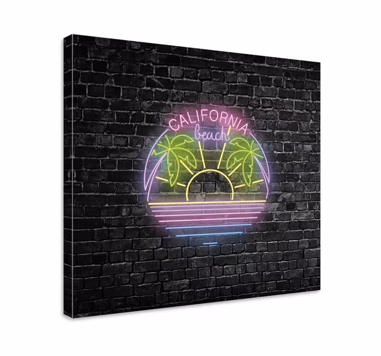 Tableau villes et pays plage de californie néon - TenStickers