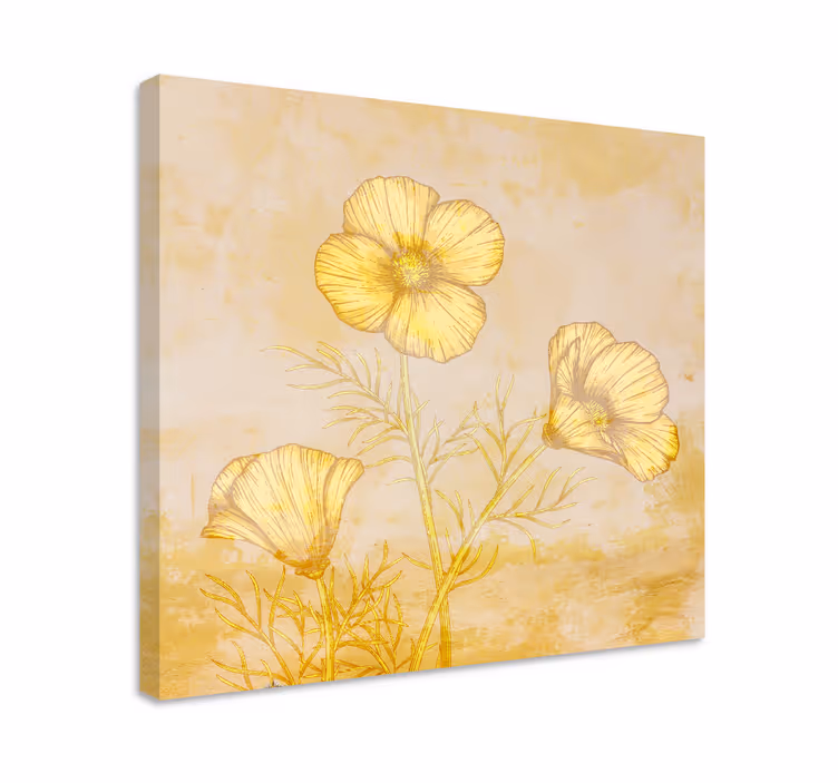 Tableau fleurs et plantes composition fleurie dorée - TenStickers