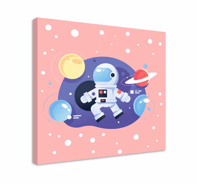 Tableau Astronaute dans l'espace couleur pastel - TenStickers