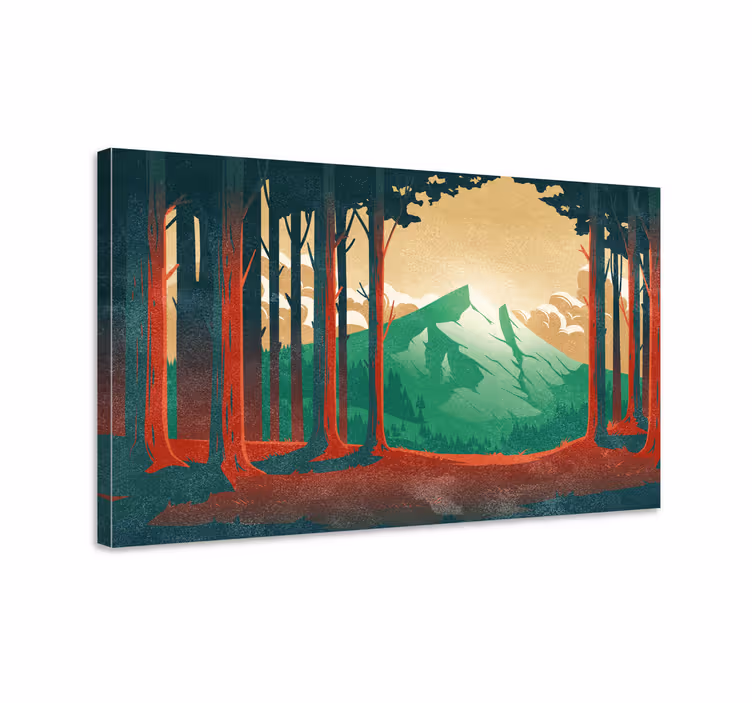 Tableau paysage montagnes et arbres - TenStickers