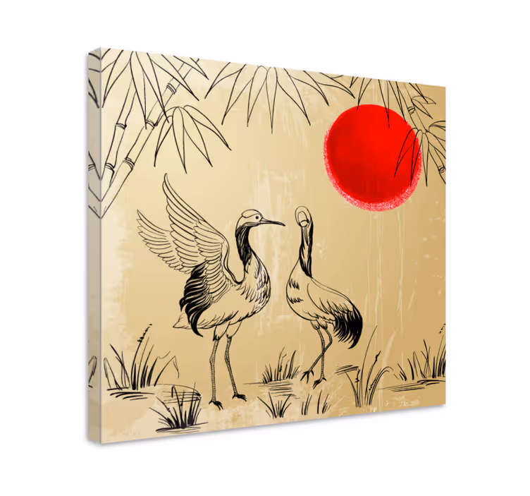 Tableau mandala grues et soleil - TenStickers