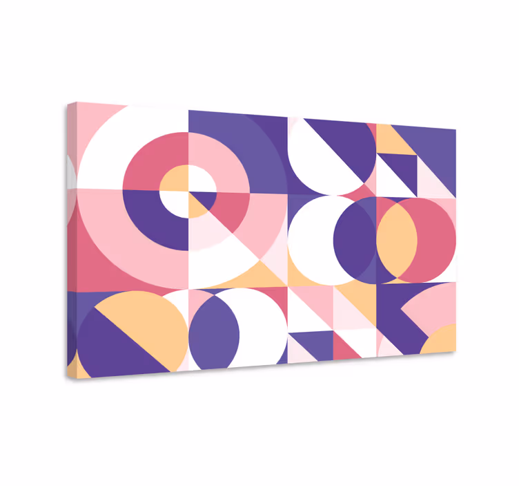 Tableau géométrique cercles et triangles violets - TenStickers