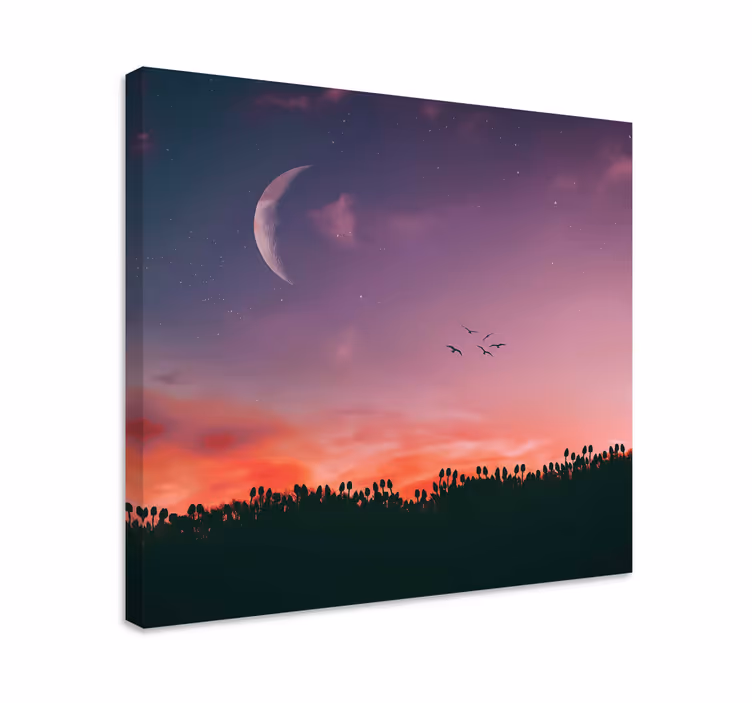 Tableau paysage ciel crépusculaire au clair de lune - TenStickers