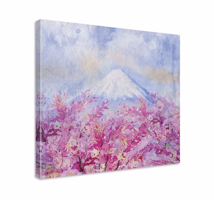 Tableau fleurs et plantes montagne de cerisiers - TenStickers