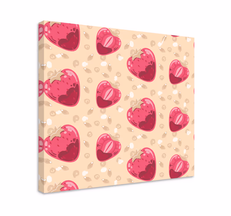 Tableau fruits motif cœur de fraises - TenStickers