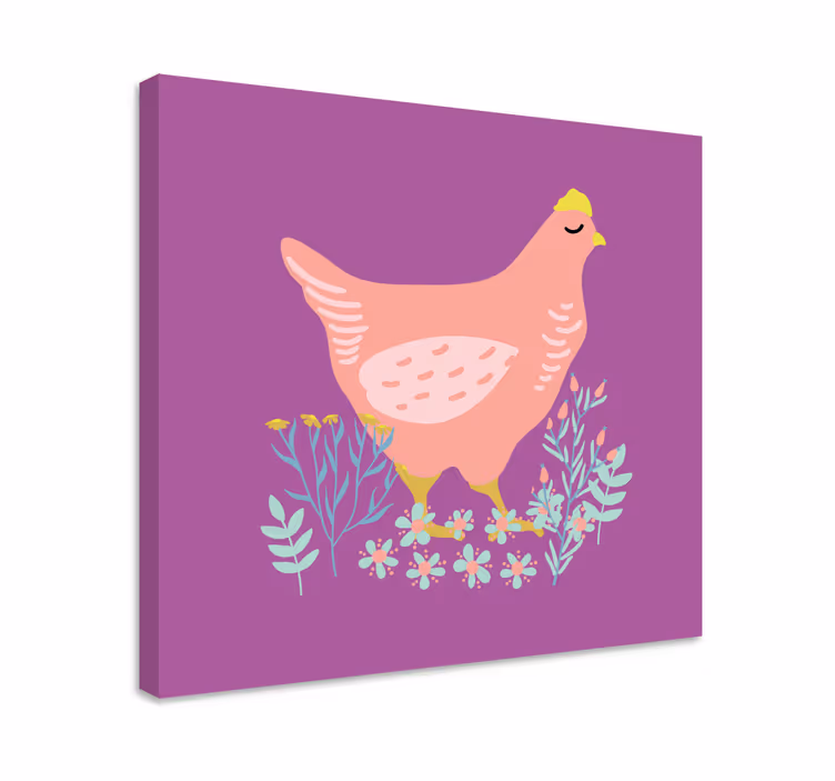 Tableau animaux charmante poule rose - TenStickers