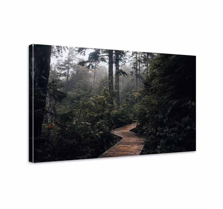 Tableau paysage voyage sur chemin en bois - TenStickers