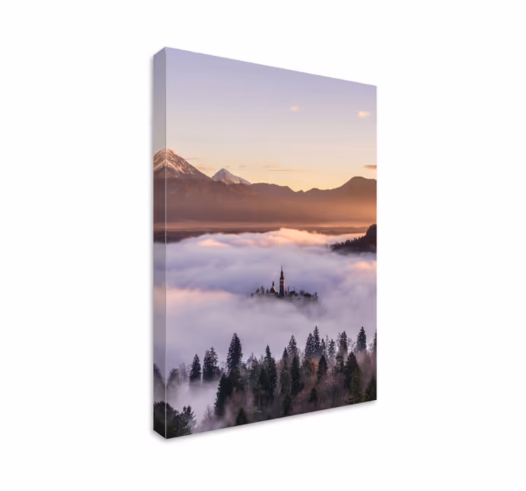 Tableau paysage château de montagne enchanteur - TenStickers