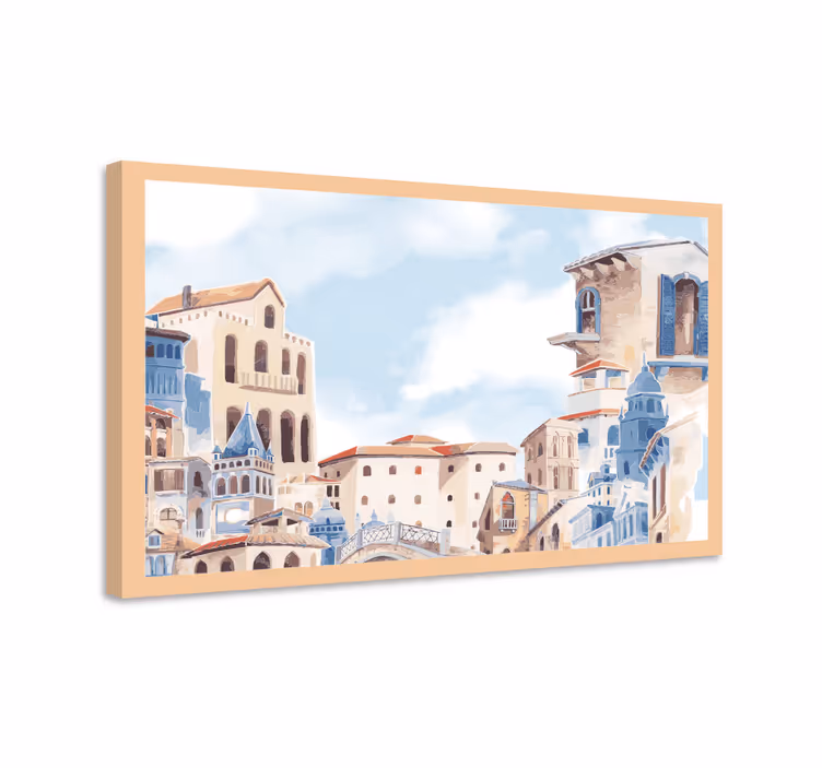 Tableau villes et pays village côtier charmant - TenStickers