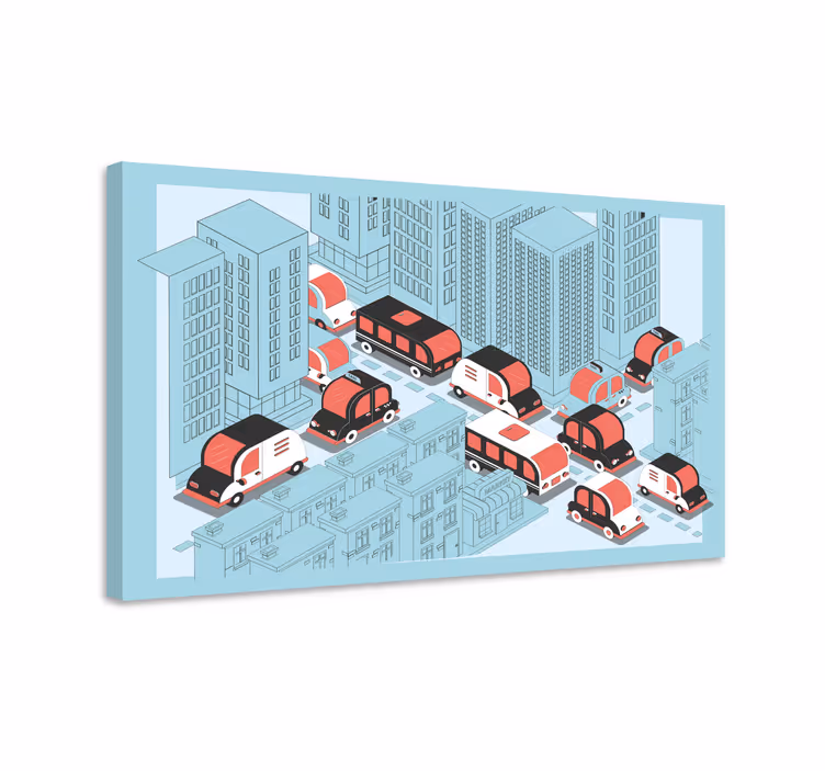 Tableau villes et pays scène de circulation urbaine - TenStickers