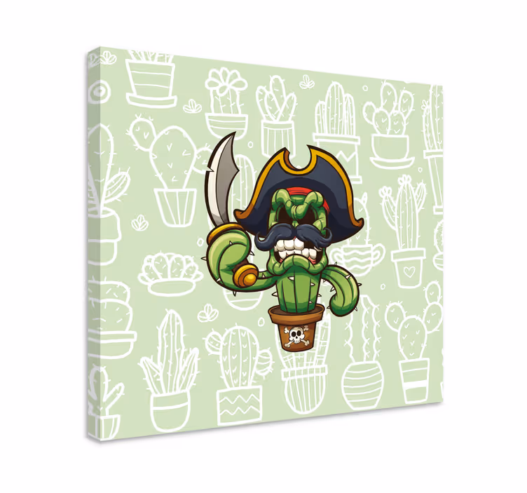 Tableau plantes personnage cactus pirate - TenStickers
