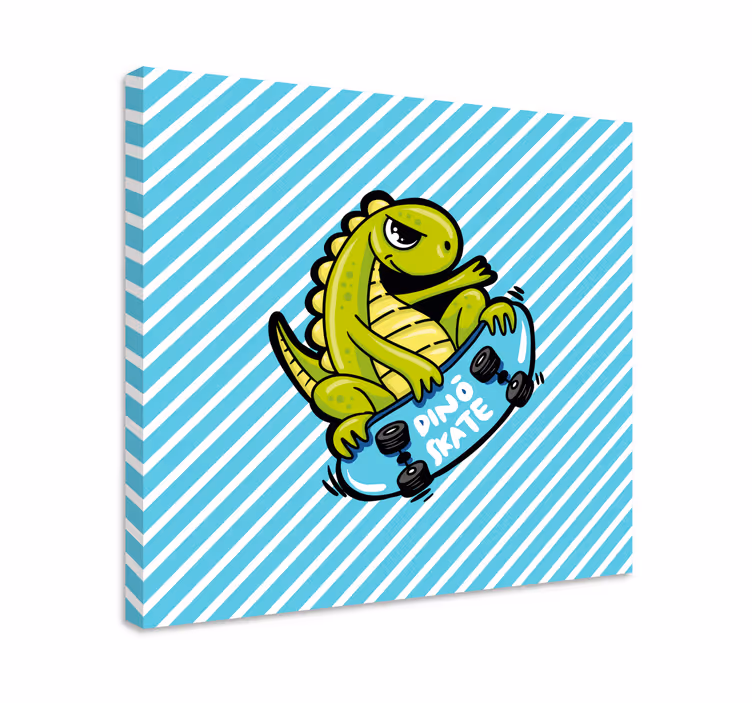 Tableau dinosaures fun de skateboard dino - TenStickers