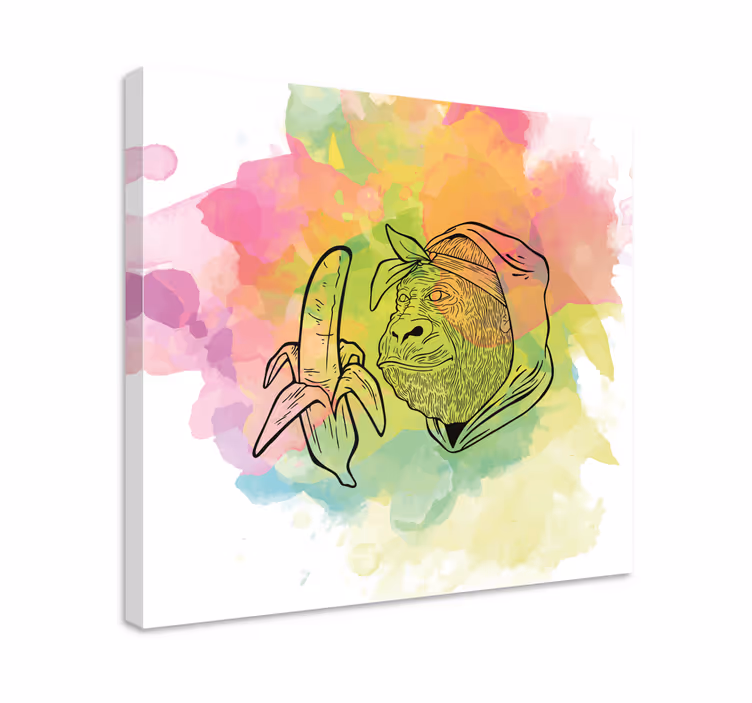 Tableau abc gorille tenant une banane - TenStickers