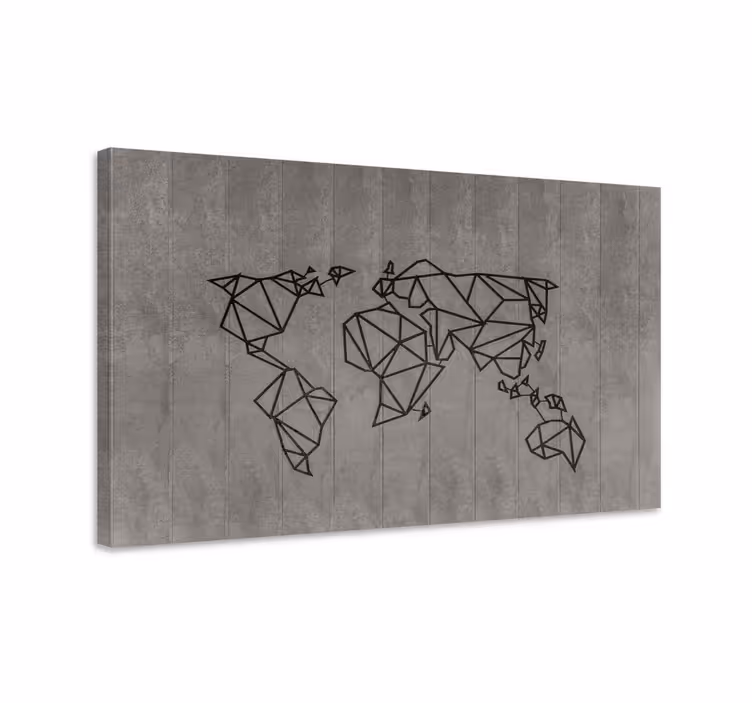 Tableau carte du monde contour géométrique - TenStickers