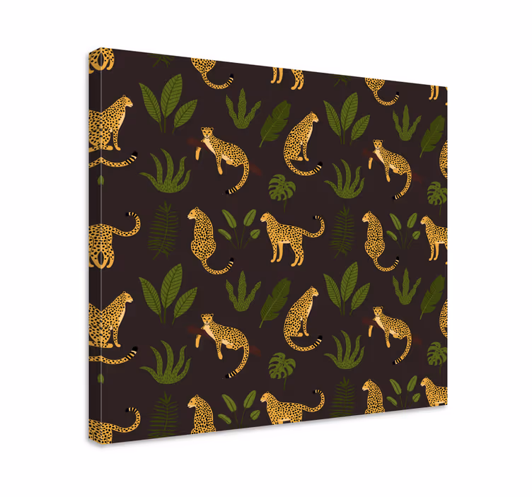 Tableau chiens léopards et feuilles - TenStickers