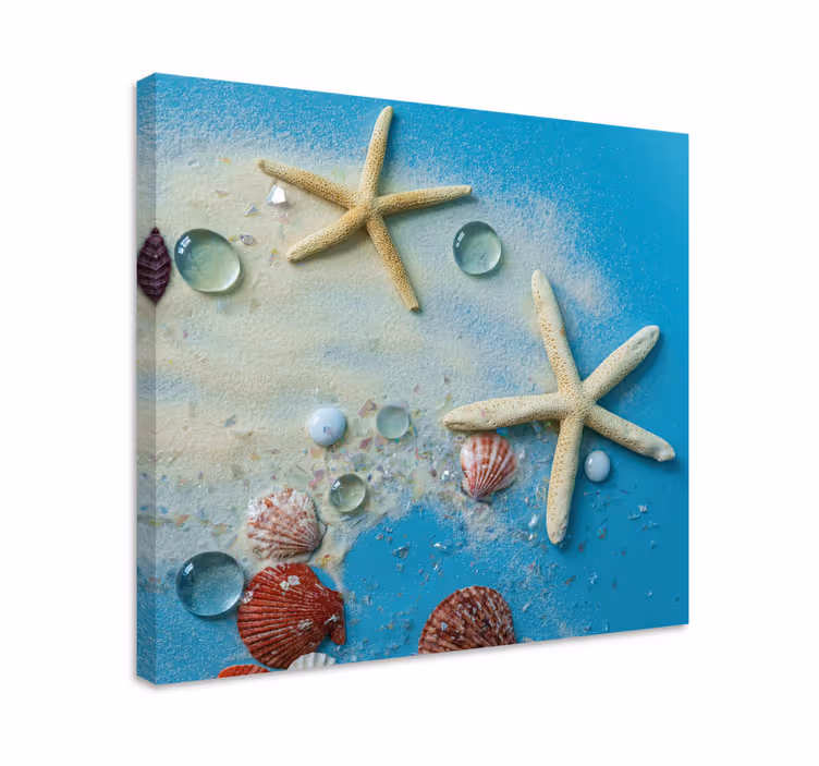 Tableau 3D étoiles de mer sur sable coloré - TenStickers