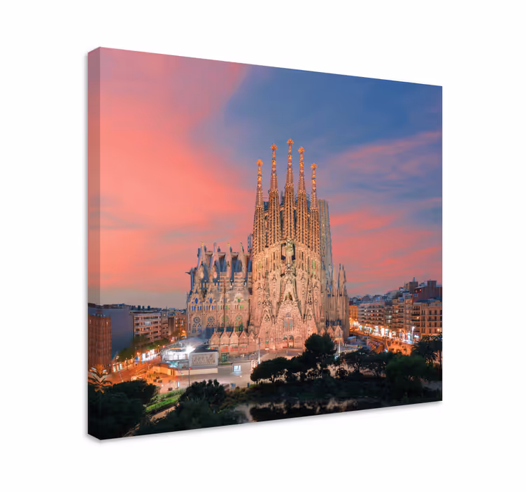 Tableau villes et pays sagrada familia au coucher de soleil - TenStickers