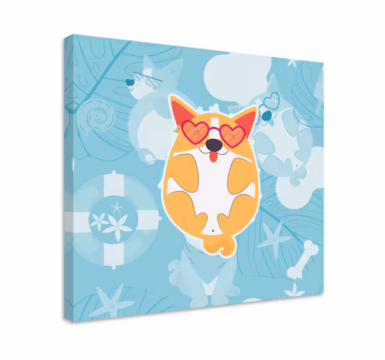 Tableau chiens corgi charmant relaxant - TenStickers