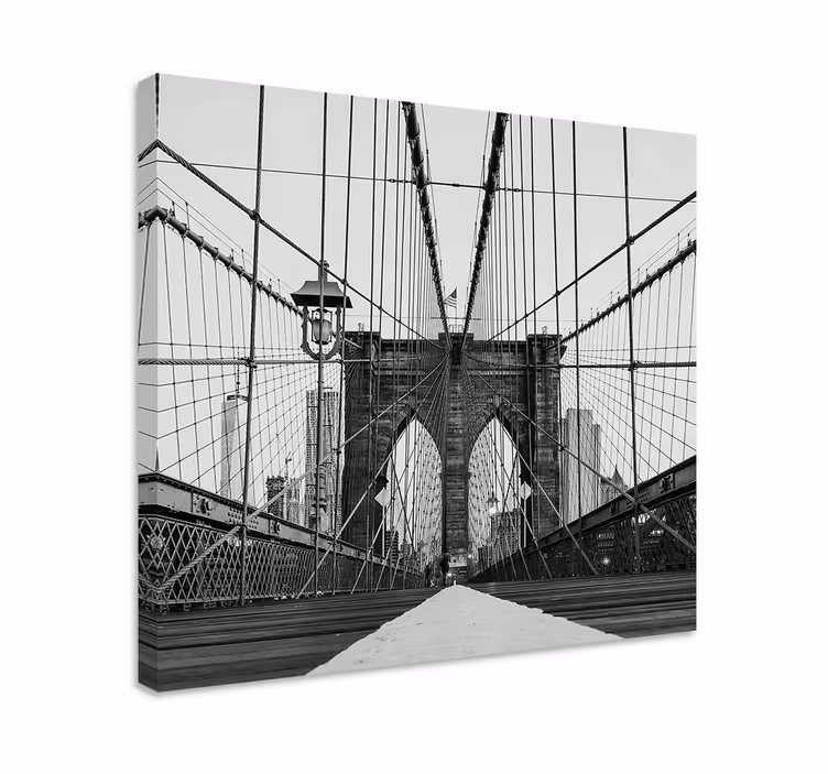 Tableau 3D pont de Brooklyn noir et blanc - TenStickers