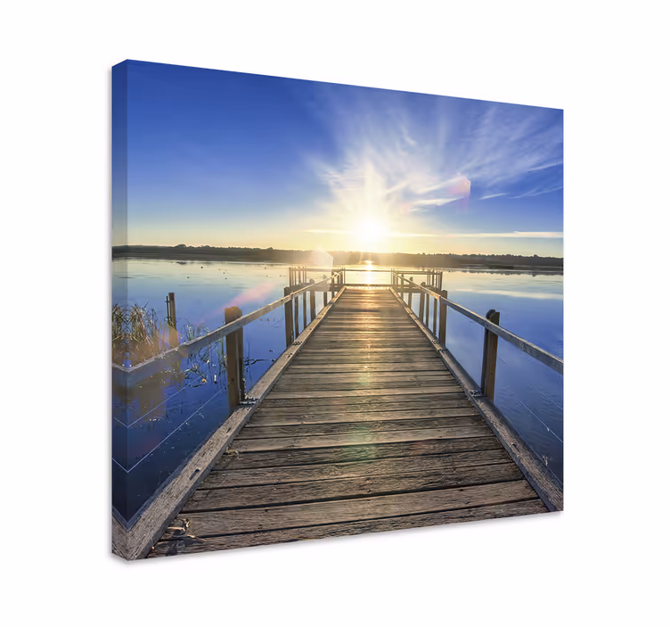 Tableau paysage quai de lac ensoleillé - TenStickers