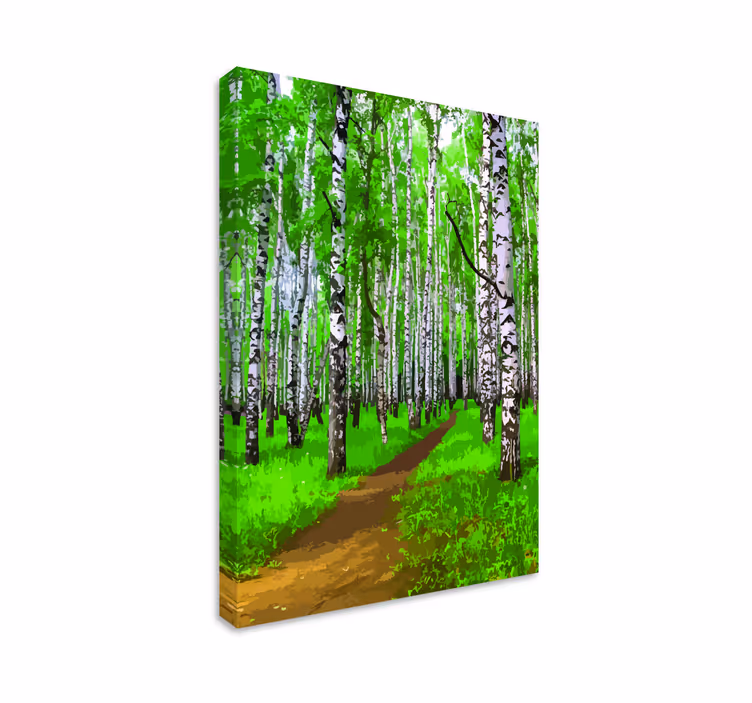 Tableau arbres chemin luxuriant de bouleaux - TenStickers