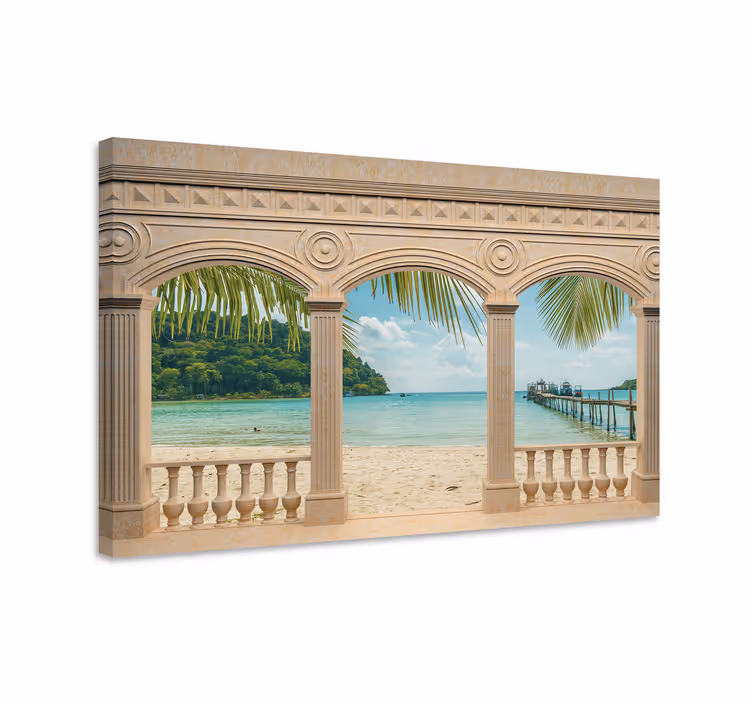 Tableau paysage vue sur une plage tropicale - TenStickers