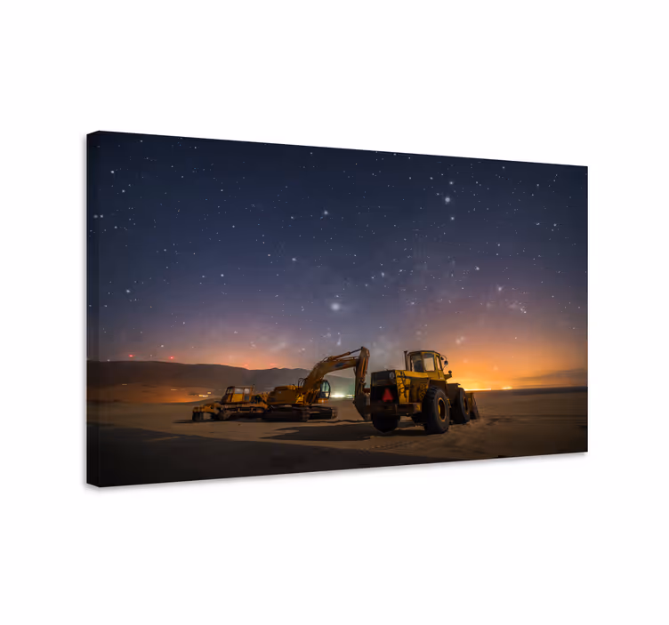 Tableau crépuscule de la machinerie lourde - TenStickers