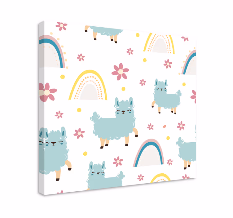 Tableau animaux llama et floral - TenStickers