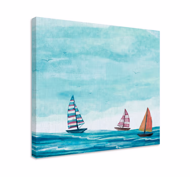 Tableau mer bateaux à voile en mer - TenStickers