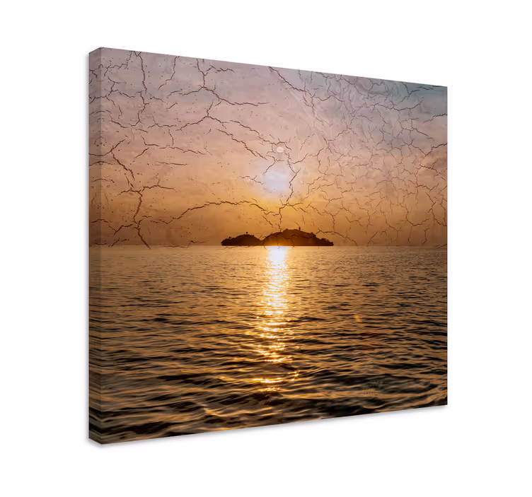 Tableau paysage crépuscule au-dessus des vagues - TenStickers