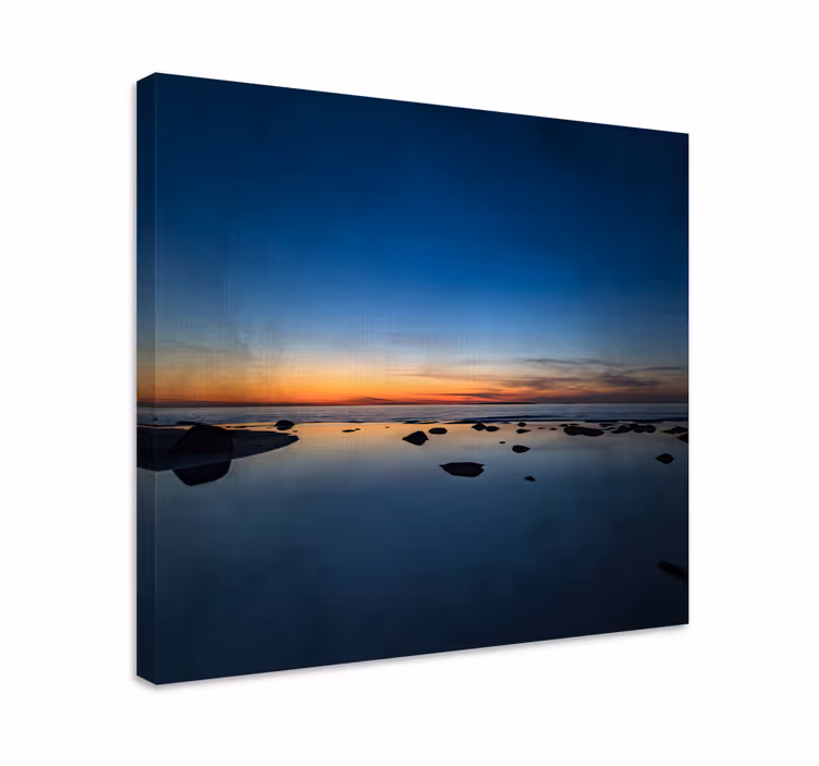 Tableau paysage mer calme au coucher du soleil - TenStickers