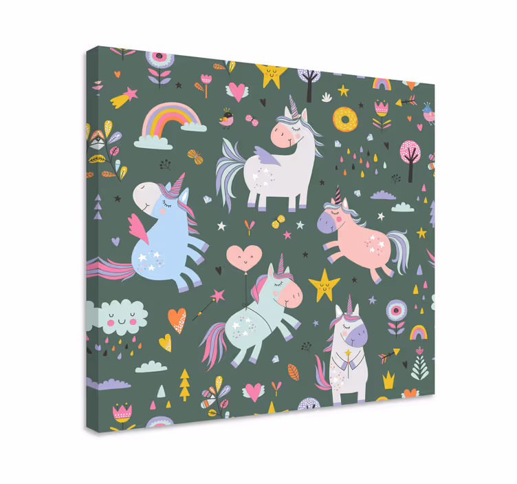 Tableau avec des illustrations de licornes - TenStickers