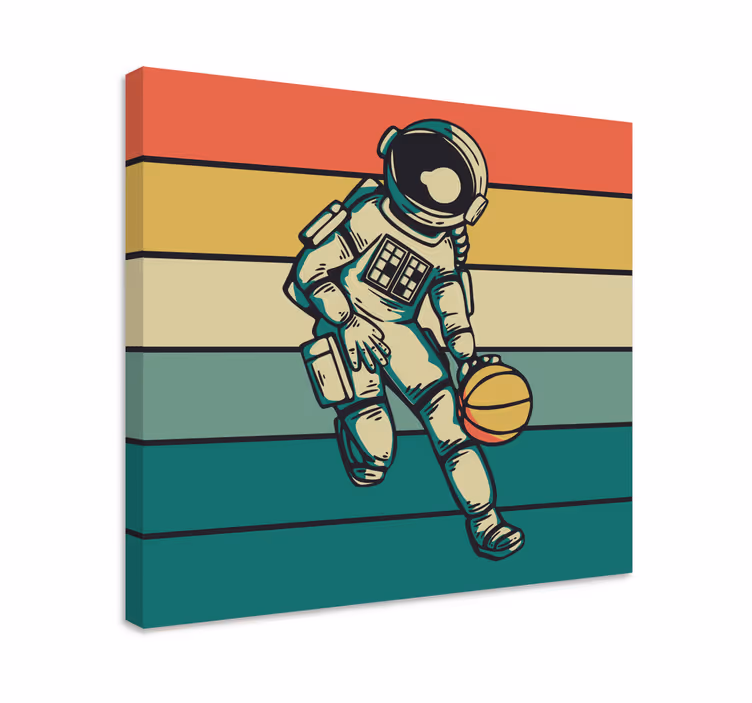 Tableau sports cosmonaut engagé au basket - TenStickers