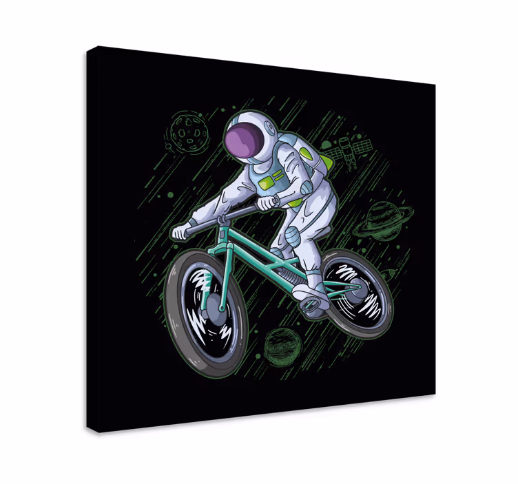 Cadre jeux vidéo astronaute à vélo - TenStickers