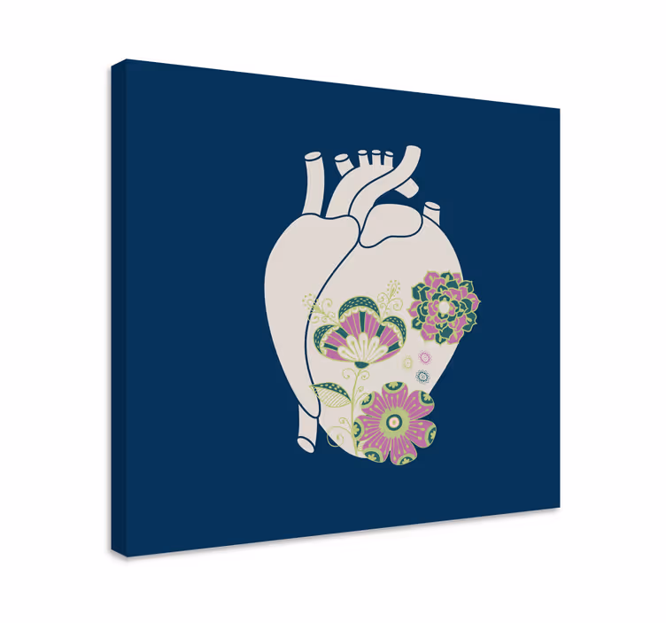 Tableau abstrait design floral cœur - TenStickers