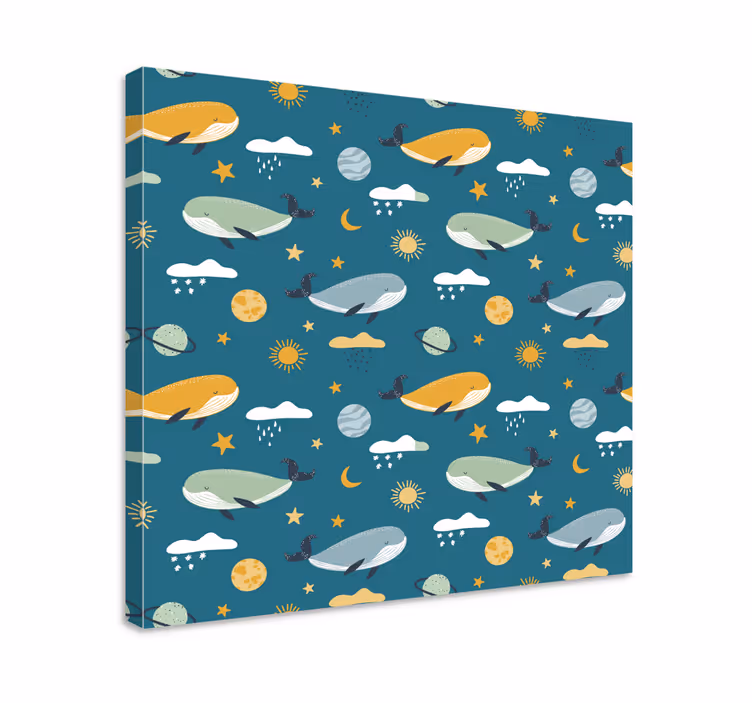 Tableau art baleines dans l'espace - TenStickers